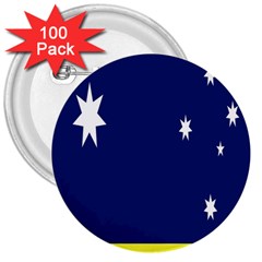 Flag Star Blue Green Yellow 3  Buttons (100 Pack) 