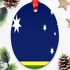 Flag Star Blue Green Yellow Oval Ornament (two Sides) by Mariart