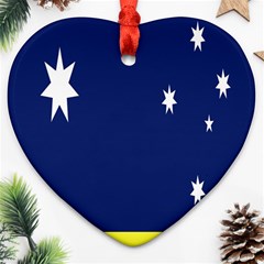 Flag Star Blue Green Yellow Heart Ornament (two Sides) by Mariart