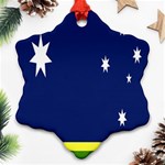 Flag Star Blue Green Yellow Snowflake Ornament (Two Sides) Back