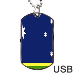 Flag Star Blue Green Yellow Dog Tag Usb Flash (one Side) by Mariart