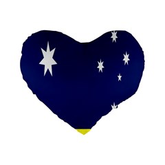 Flag Star Blue Green Yellow Standard 16  Premium Flano Heart Shape Cushions by Mariart