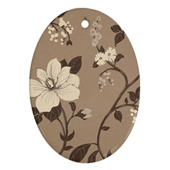 Floral Flower Rose Leaf Grey Ornament (oval)