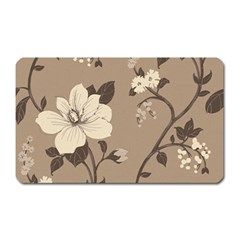 Floral Flower Rose Leaf Grey Magnet (rectangular) by Mariart