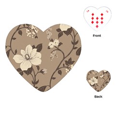 Floral Flower Rose Leaf Grey Playing Cards (heart)  by Mariart