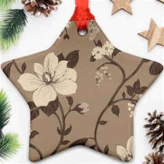 Floral Flower Rose Leaf Grey Star Ornament (two Sides) by Mariart