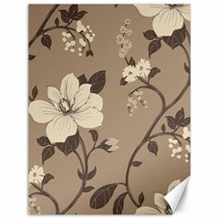 Floral Flower Rose Leaf Grey Canvas 12  X 16  