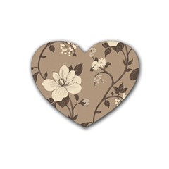 Floral Flower Rose Leaf Grey Heart Coaster (4 Pack)  by Mariart