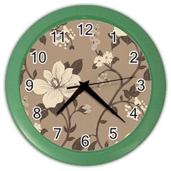 Floral Flower Rose Leaf Grey Color Wall Clocks by Mariart