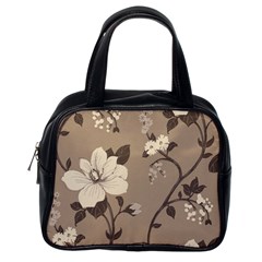 Floral Flower Rose Leaf Grey Classic Handbags (one Side) by Mariart