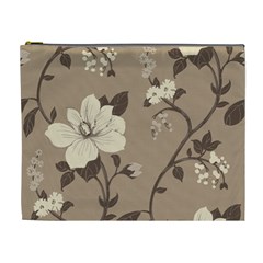 Floral Flower Rose Leaf Grey Cosmetic Bag (xl) by Mariart