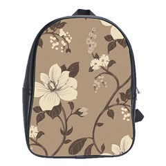 Floral Flower Rose Leaf Grey School Bags(large)  by Mariart