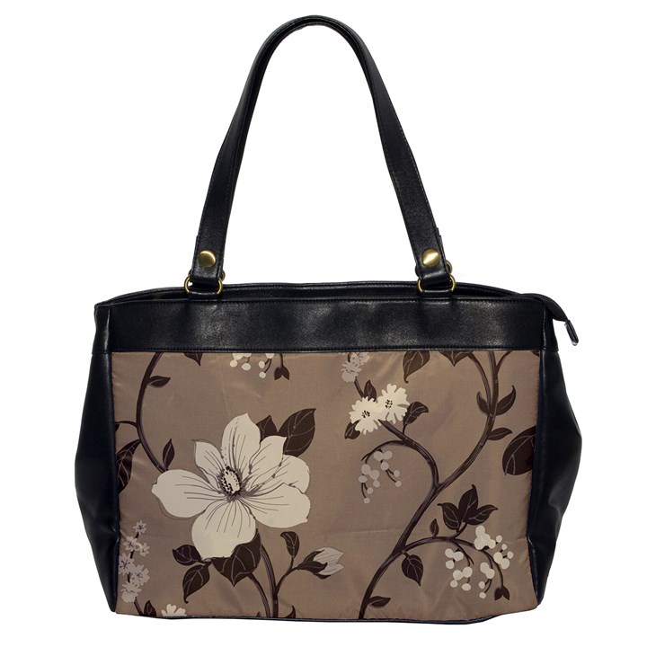 Floral Flower Rose Leaf Grey Office Handbags