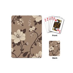 Floral Flower Rose Leaf Grey Playing Cards (mini)  by Mariart