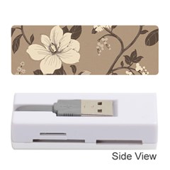 Floral Flower Rose Leaf Grey Memory Card Reader (stick)  by Mariart