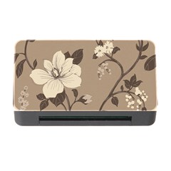 Floral Flower Rose Leaf Grey Memory Card Reader With Cf by Mariart