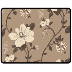 Floral Flower Rose Leaf Grey Double Sided Fleece Blanket (medium)  by Mariart