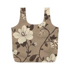 Floral Flower Rose Leaf Grey Full Print Recycle Bags (m)  by Mariart