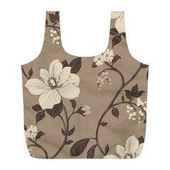 Floral Flower Rose Leaf Grey Full Print Recycle Bags (l)  by Mariart