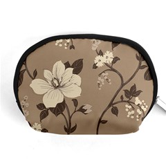 Floral Flower Rose Leaf Grey Accessory Pouches (medium)  by Mariart