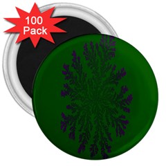 Dendron Diffusion Aggregation Flower Floral Leaf Green Purple 3  Magnets (100 Pack)