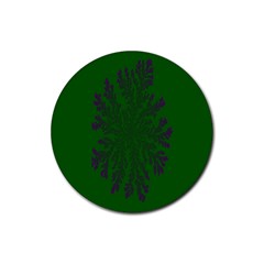 Dendron Diffusion Aggregation Flower Floral Leaf Green Purple Rubber Round Coaster (4 Pack) 