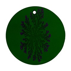 Dendron Diffusion Aggregation Flower Floral Leaf Green Purple Round Ornament (two Sides) by Mariart