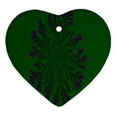 Dendron Diffusion Aggregation Flower Floral Leaf Green Purple Heart Ornament (two Sides) by Mariart