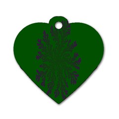 Dendron Diffusion Aggregation Flower Floral Leaf Green Purple Dog Tag Heart (two Sides) by Mariart