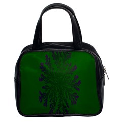 Dendron Diffusion Aggregation Flower Floral Leaf Green Purple Classic Handbags (2 Sides) by Mariart