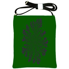 Dendron Diffusion Aggregation Flower Floral Leaf Green Purple Shoulder Sling Bags by Mariart