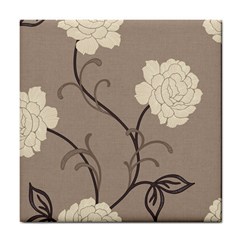 Flower Floral Black Grey Rose Tile Coasters