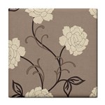 Flower Floral Black Grey Rose Tile Coasters Front