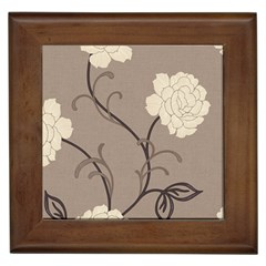 Flower Floral Black Grey Rose Framed Tiles