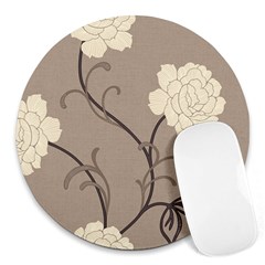 Flower Floral Black Grey Rose Round Mousepads by Mariart