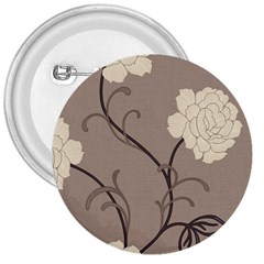 Flower Floral Black Grey Rose 3  Buttons