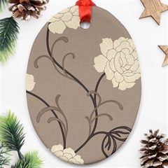 Flower Floral Black Grey Rose Ornament (Oval)