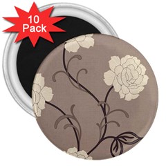 Flower Floral Black Grey Rose 3  Magnets (10 Pack) 