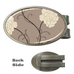 Flower Floral Black Grey Rose Money Clips (oval)  by Mariart