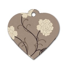 Flower Floral Black Grey Rose Dog Tag Heart (Two Sides)