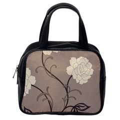 Flower Floral Black Grey Rose Classic Handbags (One Side)