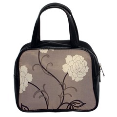 Flower Floral Black Grey Rose Classic Handbags (2 Sides) by Mariart