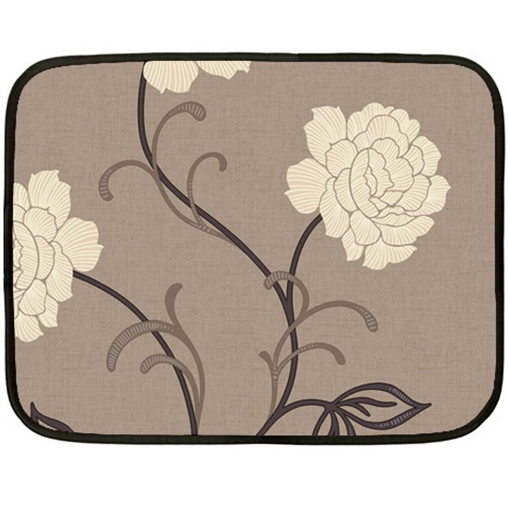 Flower Floral Black Grey Rose Fleece Blanket (Mini)