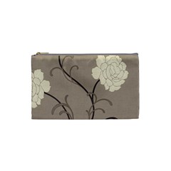 Flower Floral Black Grey Rose Cosmetic Bag (Small) 