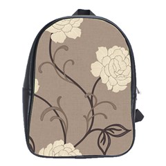 Flower Floral Black Grey Rose School Bags(Large) 