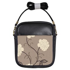 Flower Floral Black Grey Rose Girls Sling Bags