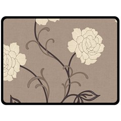 Flower Floral Black Grey Rose Fleece Blanket (large)  by Mariart