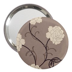 Flower Floral Black Grey Rose 3  Handbag Mirrors