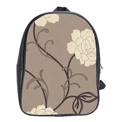 Flower Floral Black Grey Rose School Bags (XL) 