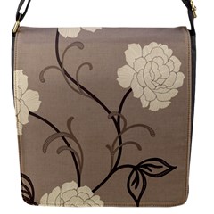 Flower Floral Black Grey Rose Flap Messenger Bag (S)